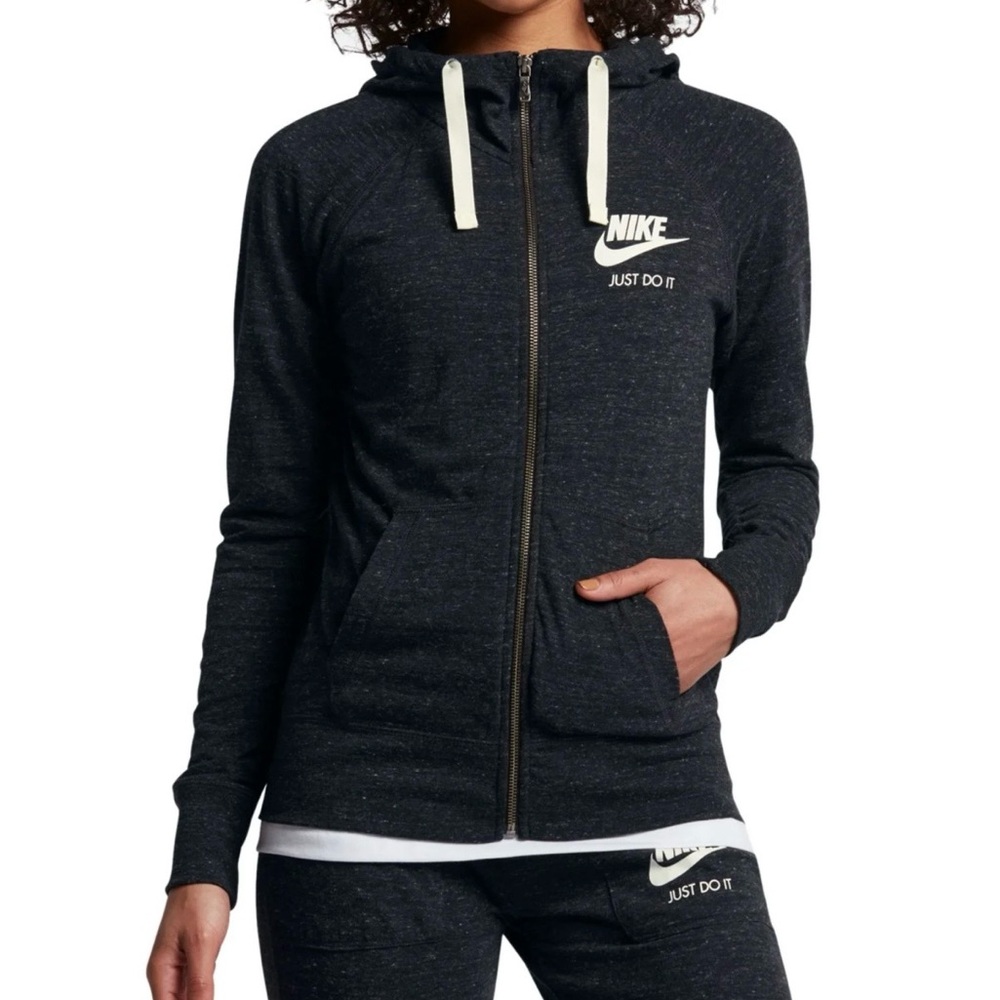 Nike Women's Gym Vintage Charcoal Full Zip-Up Hoodie Sz. XS